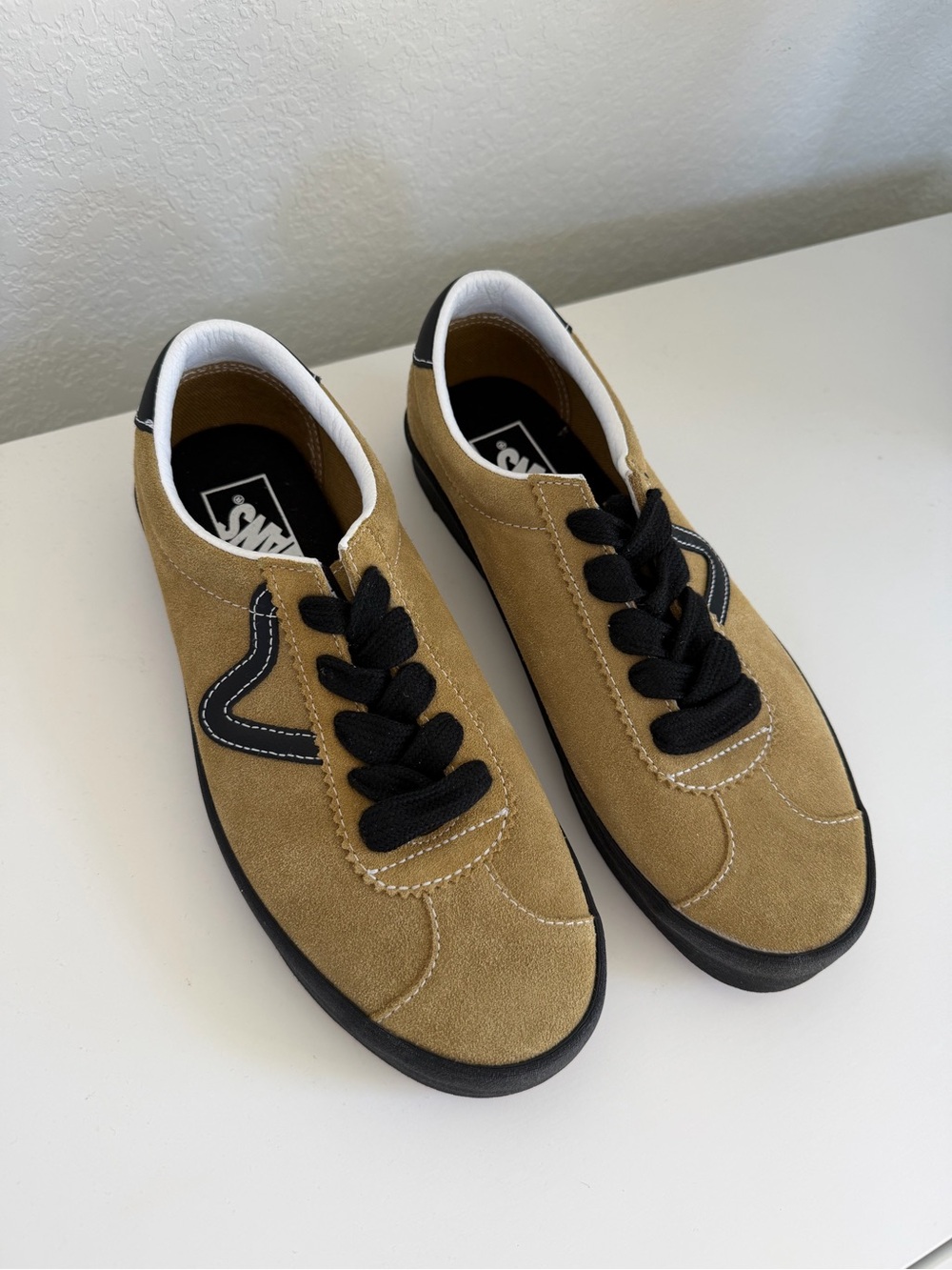 Vans Men’s Suede Tan Sneakers with Black Accents